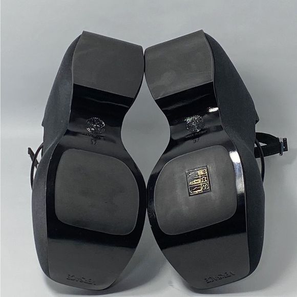 Versace 3 Strap Satin Platform Wedge Sandals size 37 - Picture 13 of 14